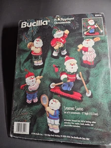 Bucilla Filz Applikation Ornamente "Sportliche Weihnachtsmänner" 6 Ornamente 5" hoch - Bild 1 von 10