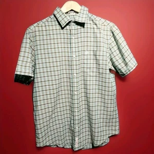Original Pinguin grün braun kariertes kurzärmliges Slim Fit Herrenhemd Medium - Bild 1 von 5