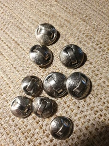 Vintage Metal Silvertone Domed Buttons X9 - Picture 1 of 5