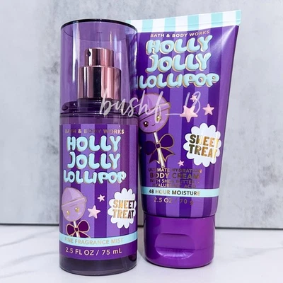 Bath & Body Works 2pc HOLLY JOLLY LOLLIPOP Mist + Body Cream MINI HOLIDAY SET - Image 1 of 2