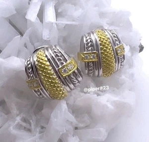 EUC Judith Ripka Vintage JR TWO Couture Diamond Button Earrings - Picture 1 of 11