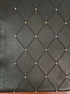 FAUX LEATHER Black Emroidered Fabric Piece Regal Classic Traditional 28x108 - Picture 1 of 3