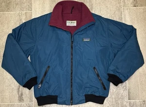 VTG L.L. Bean Fleece Lined Bomber Ski Jacket Made In USA Sz Small Teal/Maroon - Picture 1 of 15