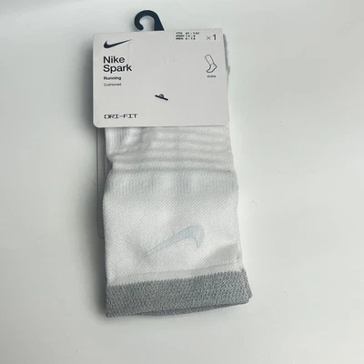Nike Spark Cushioned Running Ankle Socks White Gray Youth Women Men Size 6 to 9 - Image 1 of 4