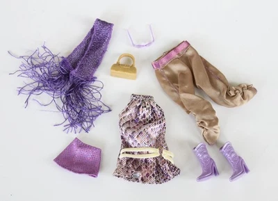 COMPLETO 2006 Barbie Moda Febre Roxa Roupa Top Calça Bolsa Sapatos Cachecol - Imagem 1 de 2