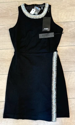 WHITE HOUSE BLACK MARKET BLACK PETITE CRYSTAL EMBELLISHED MINI DRESS SZ 00P - Image 1 of 4