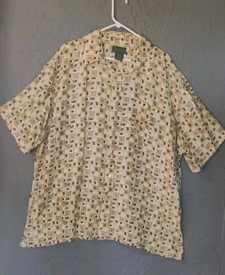 Vintage 90's Men's 2XL 100% Silk Scandia Woods Hawaiian Geometric Shirt EVC - Image 1 of 4