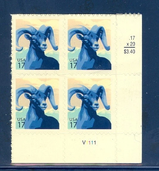 US 4138 Big Horn Sheep, Plate #Block/4, Self Adhesive, Mint NH - Image 1 of 1