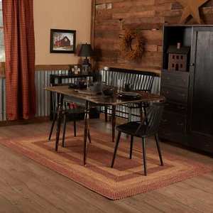Area Rug Burgundy Tan Jute Primitive 60x96 Rect No Slip Pad Floor Mat VHC Brands - Picture 1 of 10