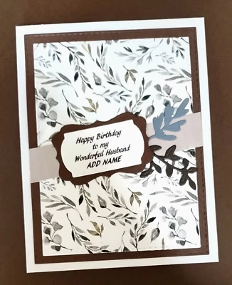 Tarjeta de cumpleaños para marido hecha a mano con nombre personalizado y verso en el interior Foto 1 de 4