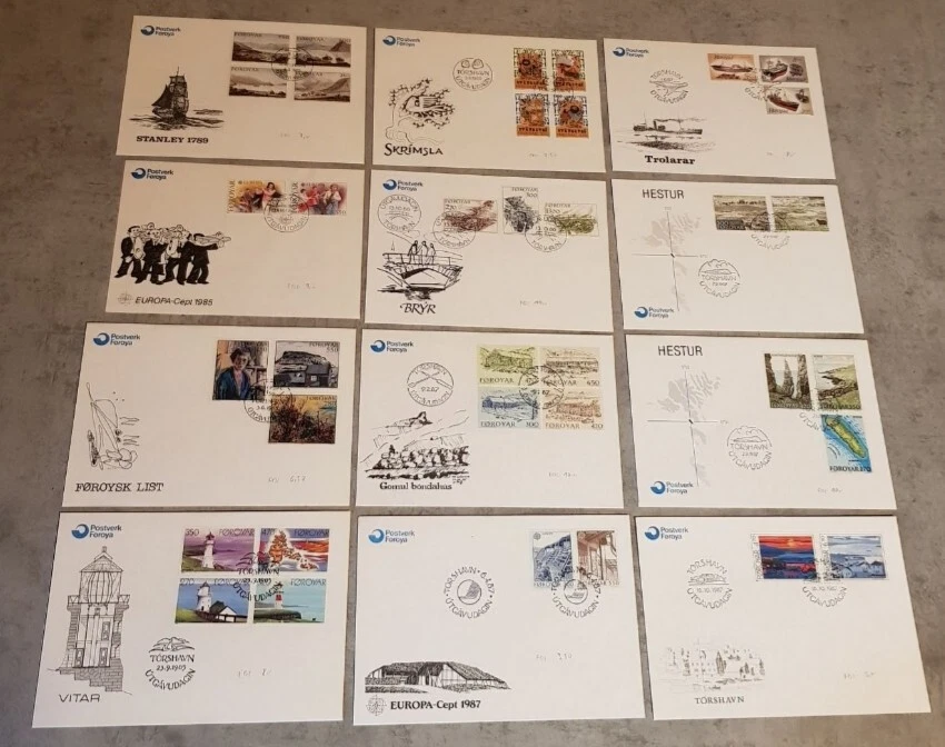 FEROE-FAROE -FOROYAR LOT  12 FDC DIFFERENT TOPICS YEARS 1985-1987 - Image 1 of 1