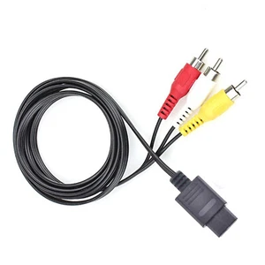 BLACK AV AUDIO VIDEO A/V CABLE CORD WIRE TV GAME HTE CABLE FOR NINTENDO 64 SNES - Picture 1 of 8