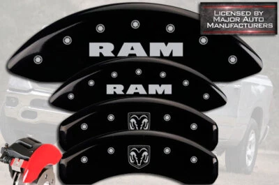 Ram 1500 2019-2021 delanteras + traseras negras MGP cubiertas de pinza de disco de freno Ramhead STD Foto 1 de 4