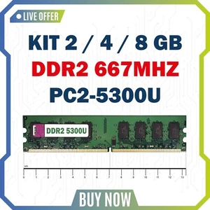 Kit Memoria RAM DDR2 2 4 8 GB 667MHz DDR2-667 PC2-5300U PC fisso DESKTOP 240 pin - Imagen 1 de 4