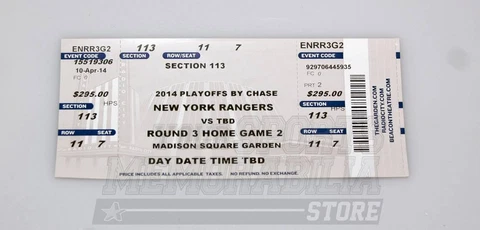 New York Rangers Vs Montreal Canadiens 2014 Stanley Cup Playoffs Game 3 Ticket A Cover