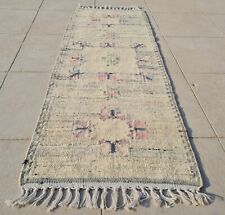 Authentic Hand Knotted Vintage Flat Weave Kilim Kilim Wool Area Rug 3.6 x 1.4 Ft