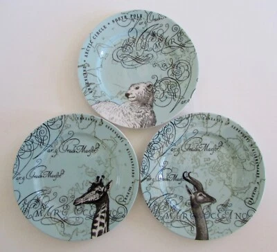 Juego de 3 placas de animales acuáticos Anthropologie Tanzania oso polar/jirafa/gacela Foto 1 de 3