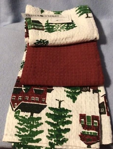 Juego de 3 toallas de cocina April Cornell escena navideña nuevas - Imagen 1 de 1