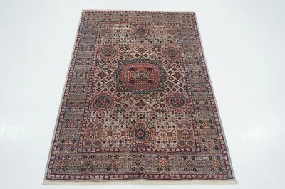 3 x 5 ft Blueish Gray Mamluk Afghan Hand Knotted Wool Medallion Area Rug - Image 1 of 4