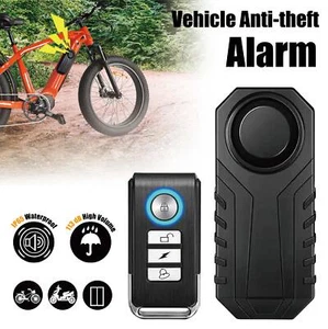 113dB Wireless Anti-Theft Vibration Alarm with Remote for Motorcycle Bicycle - Picture 1 of 30