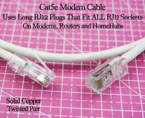 50cm Cat5e Modem Router cable BT RJ12 Twisted Pair Broadband, TalkTalk, Sky - Picture 1 of 8