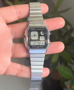 Casio A130WE-1A Vintage Black Dial Digital Retro-Futuristic Unisex Fashion Watch - Picture 1 of 7