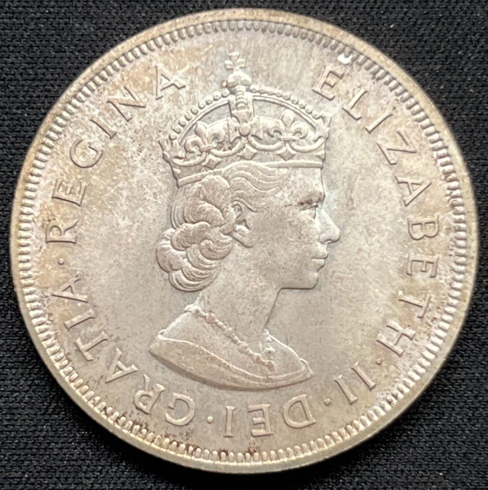 Moneda de 1 corona de plata de barcos grandes Isabel II colonia británica Bermuda 1959 Foto 1 de 2