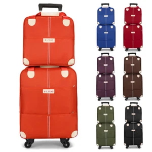 2Pcs (13"+17.7") Rolling Luggage Duffel Wheeled Suitcase & Travel Tote Carry Bag - Picture 1 of 22