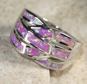 Anillo Grande de Ópalo de Fuego Rosa Plata Elegante Talla 6 WR40304 - Imagen 1 de 3
