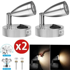 2x 12V LED Spot Leselampe Wandleuchte Mit Touch Schalter Wohnmobil Wohnanhänger - Foto 1 di 12