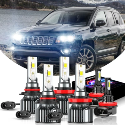 Kit combinado de 6x faros LED y luces antiniebla para Jeep Compass 2011 2014 2015-2021 Foto 1 de 4
