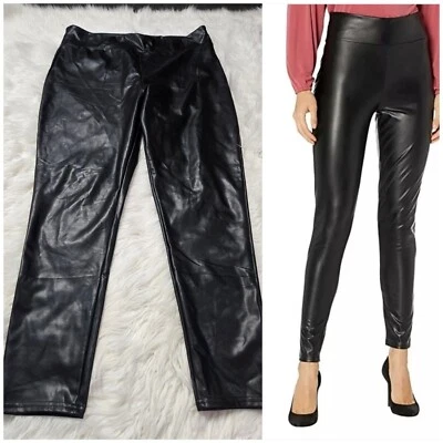 Lucky Brand Skinny Pull-On Vegan Leather Jet Black Leggings Size XL - Image 1 of 4