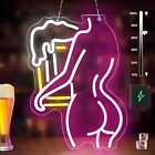 Dimmable Beer Lady Neon Sign USB Powered Man Cave Bar Night Club Pub Wall Decor