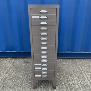 Vintage Metal 15 Drawer Cabinet Original Grey Colour Great Condition A4 - Picture 1 of 21