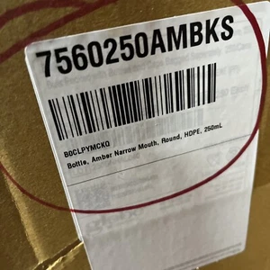 NEW 250-PACK Globe Scientific 250mL 8oz Amber Narrow Mouth Packing Bottles - Picture 1 of 2