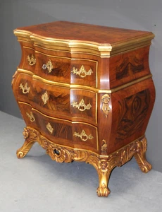 Danish Rococo walnut gilt commode chest of drawers after Mathias Ortmann antique - Picture 1 of 12