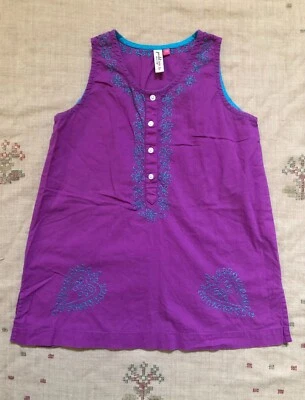 Pink Chicken Purple Embroidered Sleeveless Tunic, Size 7/8 - Image 1 of 4
