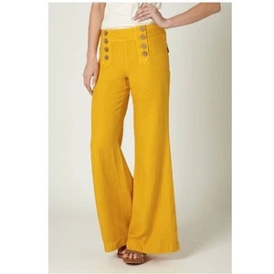 Anthropologie Elevenses Capacious Leinen Matrosenhose mit weitem Bein Gelb Größe 6 - Bild 1 von 9