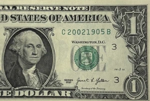 Birthday Note May 19 2002 Fancy Serial Number One Dollar BillC20021905B FW - Picture 1 of 6