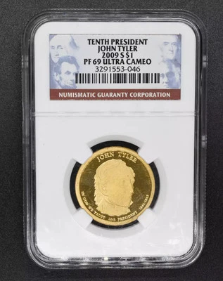 2009 S Dollar Presidential NGC PF-69 ULTRA CAMEO JOHN TYLER TENTH PRESIDENT - Image 1 of 2