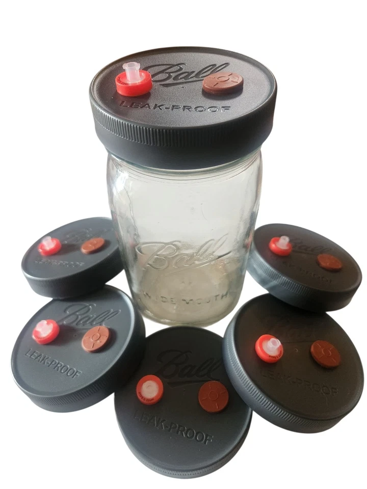 蘑菇液体文化菌丝体罐,球品牌 6 件套,宽口 — 第 1/4 张图片