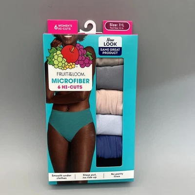Fruit of the Loom Women's 6 Pack Microfiber Underwear Hi-Cut Size 7/L New - Image 1 of 3