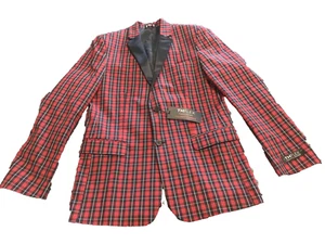 Tommy Hilfiger TH Flex Red Tartan Plaid  Blazer Jacket Boys Size 18 Preppy NEW - Picture 1 of 14