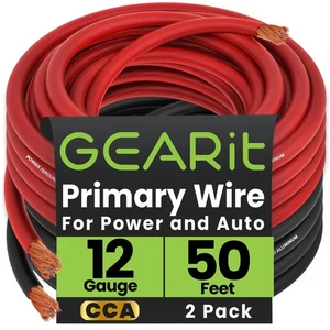 Cable calibre 12 (50 pies cada uno - negro/rojo) aluminio revestido de cobre CCA - automático primario... - Imagen 1 de 9