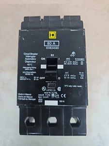 SQD EGB34080 Circuit Breaker 80A 3P 480V 3PH Bolt on NT - Picture 1 of 4