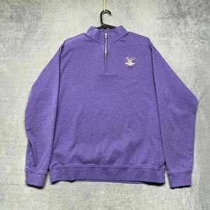 Peter Millar The Golf Club Sweatshirt Herren Medium lila Logo Baumwolle Stehkragen - Bild 1 von 9
