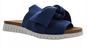 Sandalias Bernie Mev Freesia con lazo azul marino deslizable talla 38 suela vegana cómoda 7,5 8 - Imagen 1 de 7