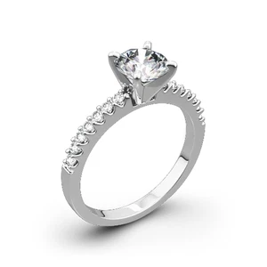 Anillo de compromiso semi montura para mujer 0,25 quilates corte redondo con montura de diamantes platino 950 - Imagen 1 de 11