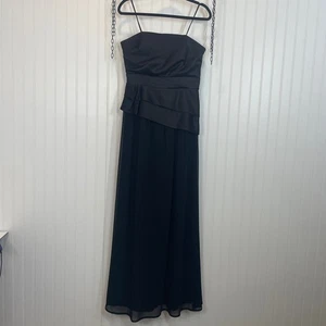 Max & Cleo Women’s Black Strapless Asymmetric Peplum Formal Gown Size 8 - Picture 1 of 8