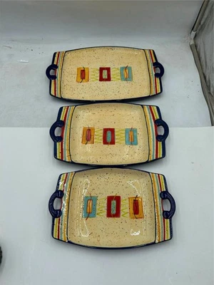 SET OF 3 - PFALTZGRAFF - SEDONA - RECTANGULAR SERVING TRAYS WITH HANDLES * READ* - Image 1 of 4